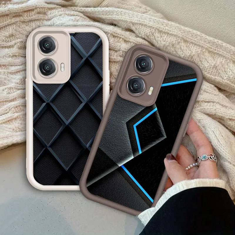 

Carbon Fiber Luxury Cool For Motorola G85 Edge 50 G24 G35 E14 G04 G34 G Stylus G54 G13 G32 G14 5G Eye Ladder Phone Case