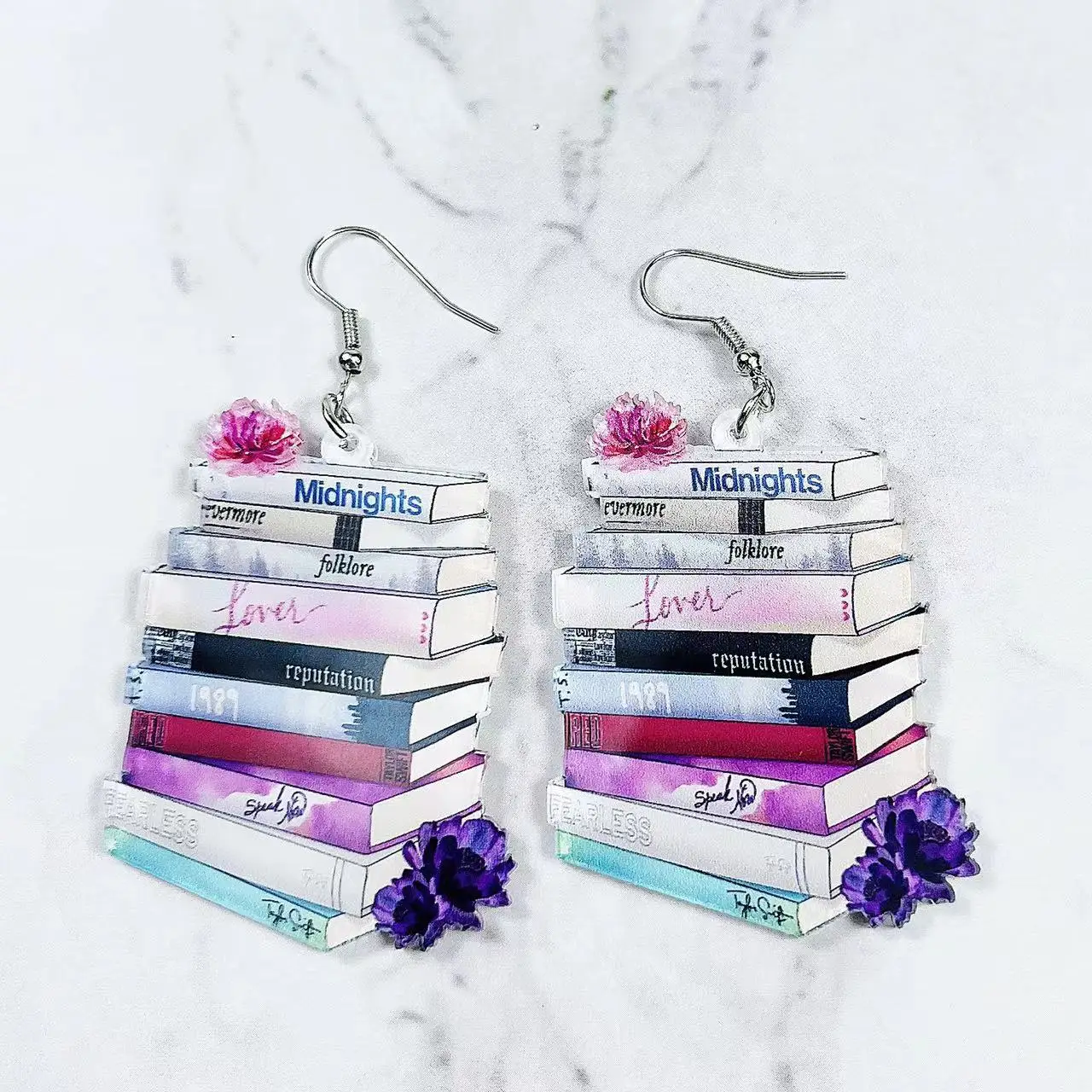 1 Pair Acrylic Earrings With Letters Print  Stylish Gift For Teacher Teacher\'s Day Gift  Back-to-school Gift  Girls Accessories