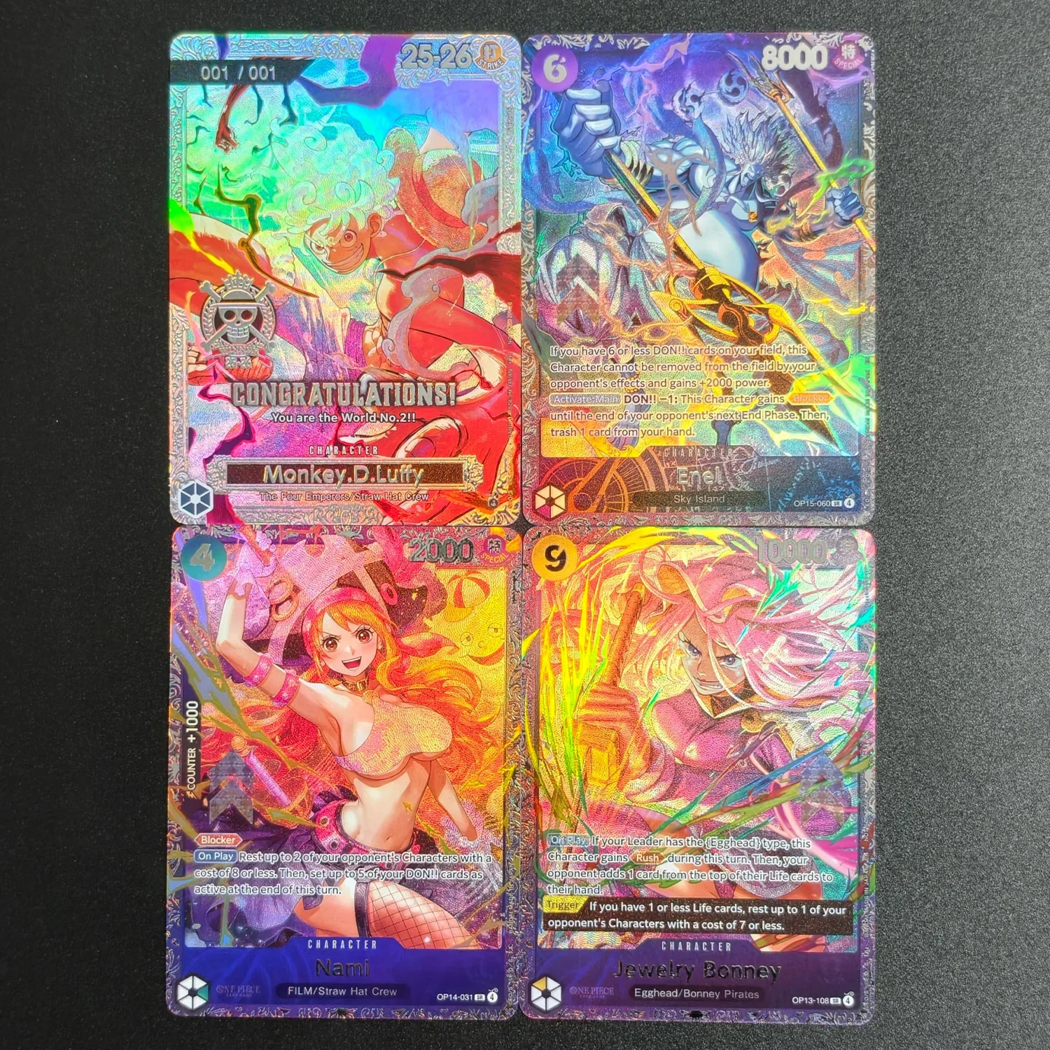 

2026 DIY 4Pcs Texture One Piece TCG OP15 Set Luffy Enel Nami Bonney EN Promo Gem Mint 10 Premium Foil Limited Edition Cards