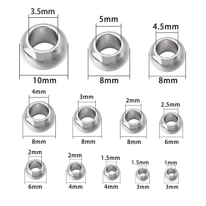 10-100pcs/lot Stainless Steel Beads Metal Ball Beads Loose Spacer Beads For DIY Jewelry Making Bracelets Necklace Components