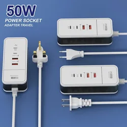 PD USB Total 50W Charger 4 Ports USB HUB 3.0 Splitter Fast Charging Charger For iPhone Xiaomi Samsung Power Socket Wall Adapter