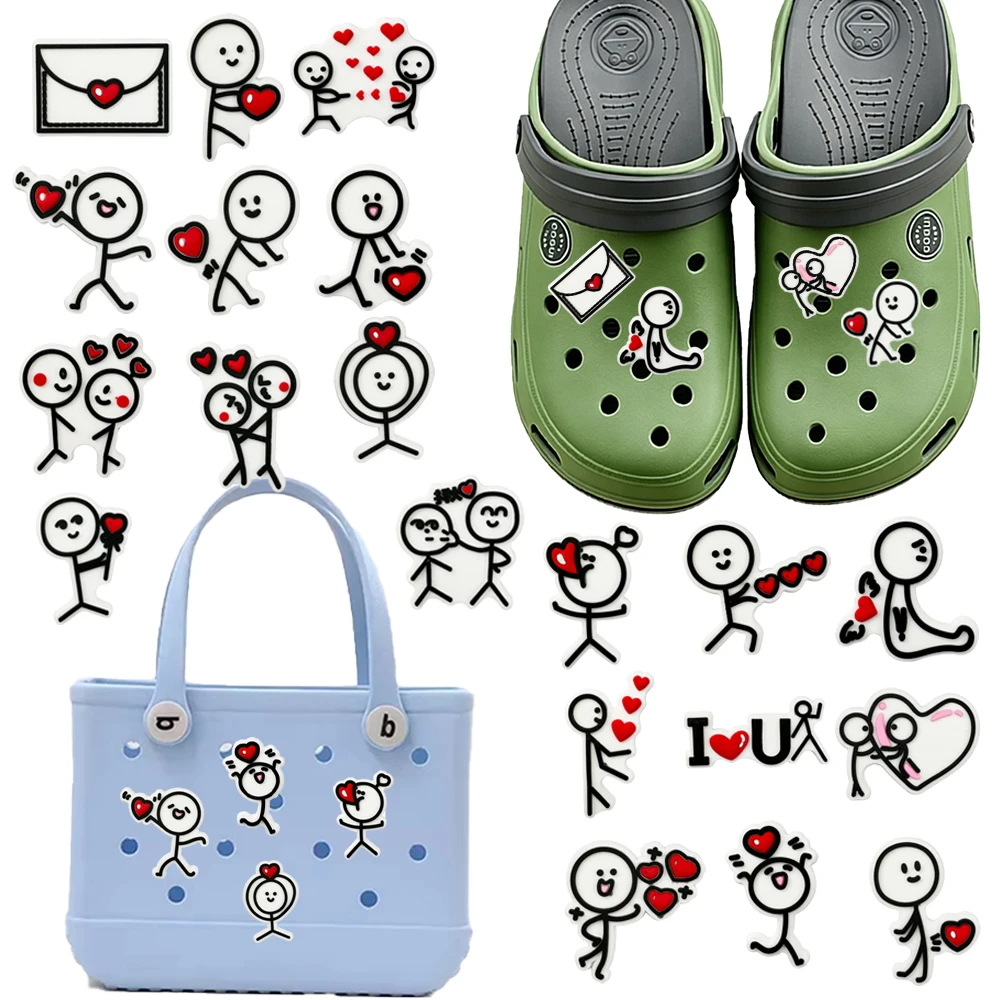 1-20Pcs Cartoon Cute Matchstick Man Series PVC Shoe Charms Accessories DIY Creativity Sandal Wristbands Decorations Party Gifts