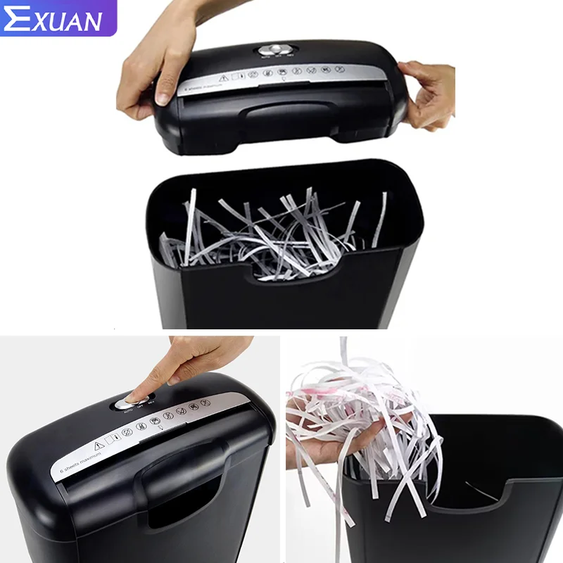 EXUAN Paper Shredder 220V Electric Document Shredder 10LPaper Cutter Strip Mini Super Shredding paper crusher Office Home 180w