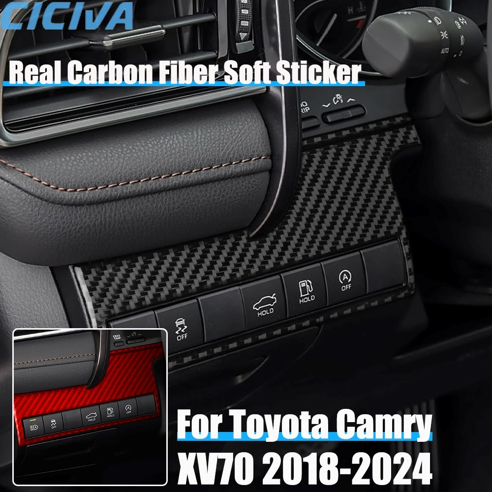 

Real Carbon Fiber Car Accessories Headlight Switch Cover Soft Sticker For Toyota Camry XV70 2018 2019 2020 2021 2022 2023 2024
