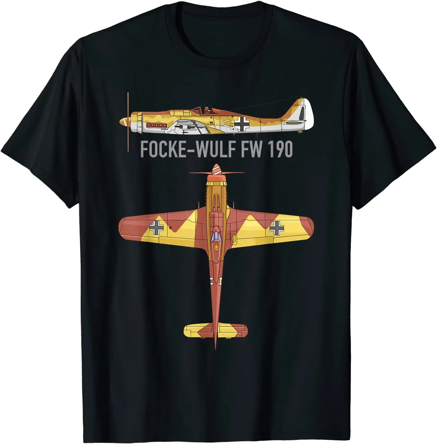 

WWII German Fw 190 Fighter Aircraft Plane Diagram T-Shirt 100% Cotton O-Neck Short Sleeve Summer Casual Mens T-shirt Streetwear