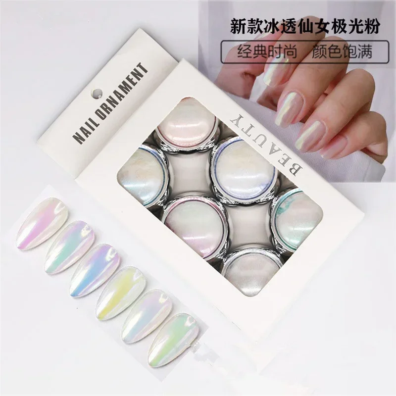 

6pcs/Set New Shiny Nail Glitter Powder Holo Nail Rubbing Dust Mermaid Aurora Mirror Effect Chrome Pigment Dust Manicure Decorati