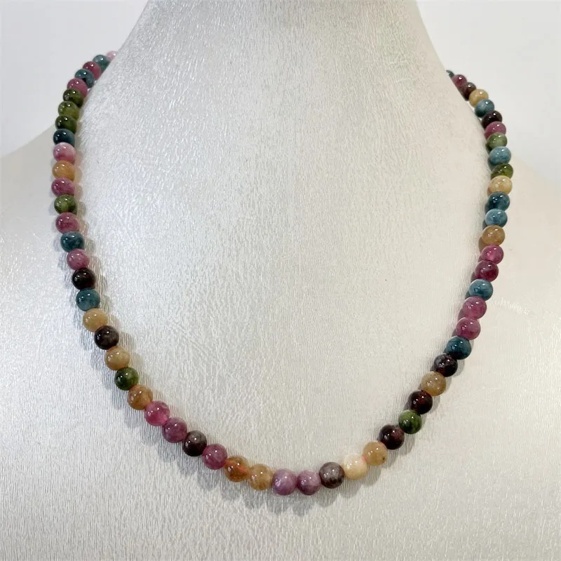 Luxury Brazil Candy Tourmaline Necklace Colorful Natural Stone Jewelry Elegant Exquisite Beaded Chain Choker Collier