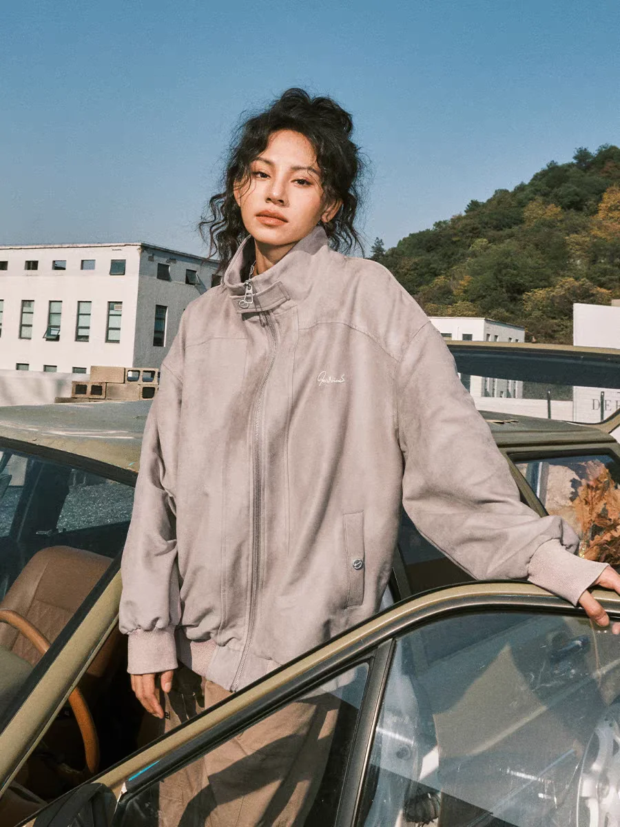 

Bomber Jackets Womens Jacket Pilot Fall OL Snap-Button Professional Waistband Office Simple Layered Minimalist Elegant Commuting