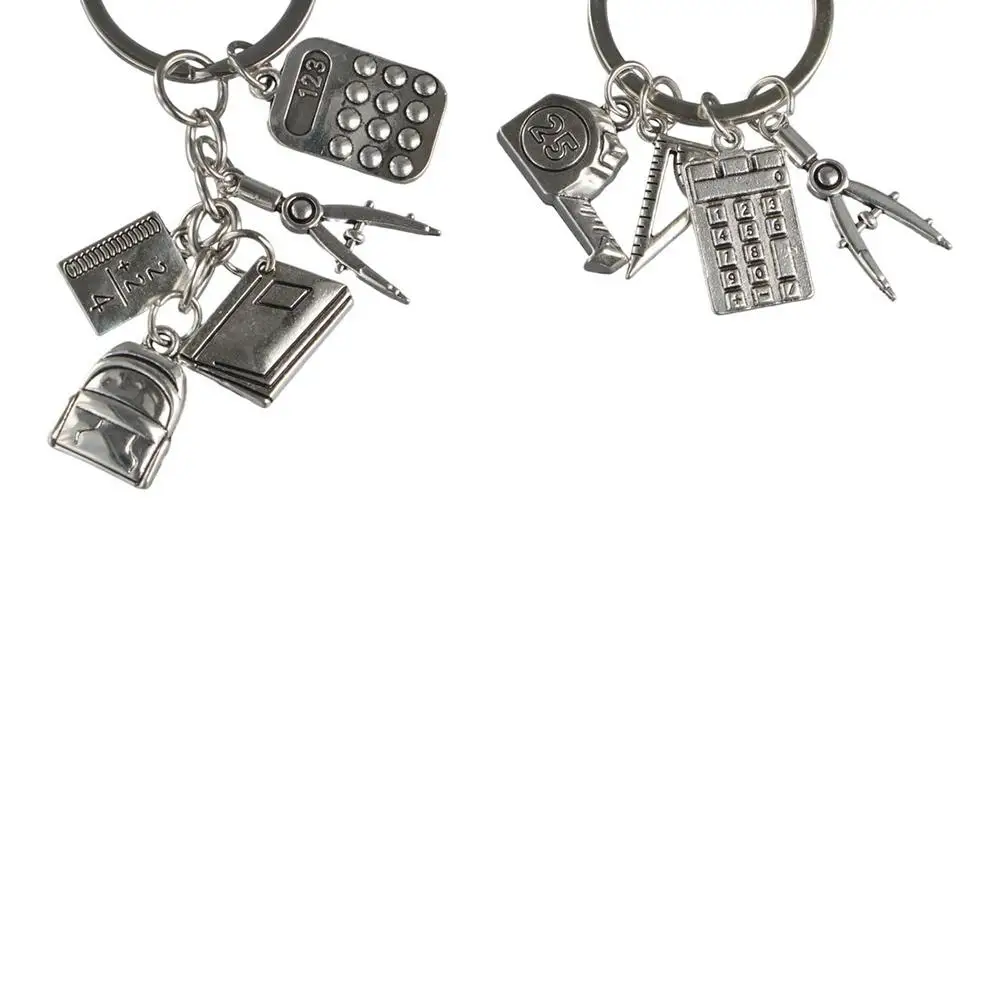 DIY Jewelry Math Formulas Keychain Calculator Compasses Geometry Keychain Book Retro Student Keychain Jewelry Handmade