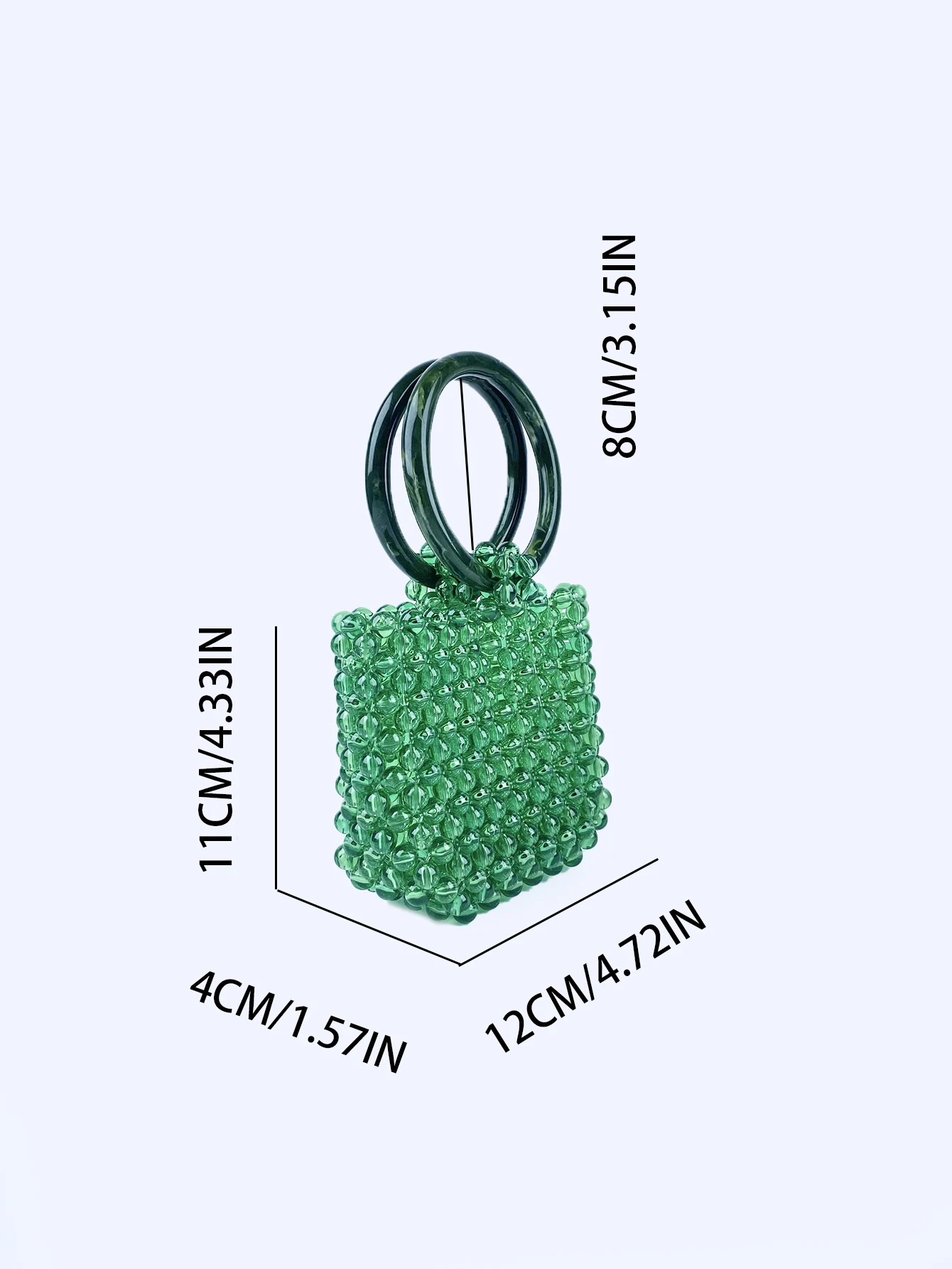 New retro handmade beaded bucket bag for women\'s spring and autumn woven fashionable green bead circular ring handbag