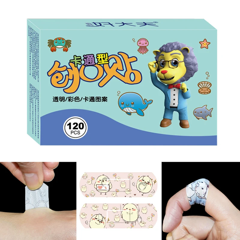 120Pcs/Box Cartoon Medische Patch Waterproof Breathable Self Adhesive Bandage Cute Animal Patterns Kids Hemostatische Patch