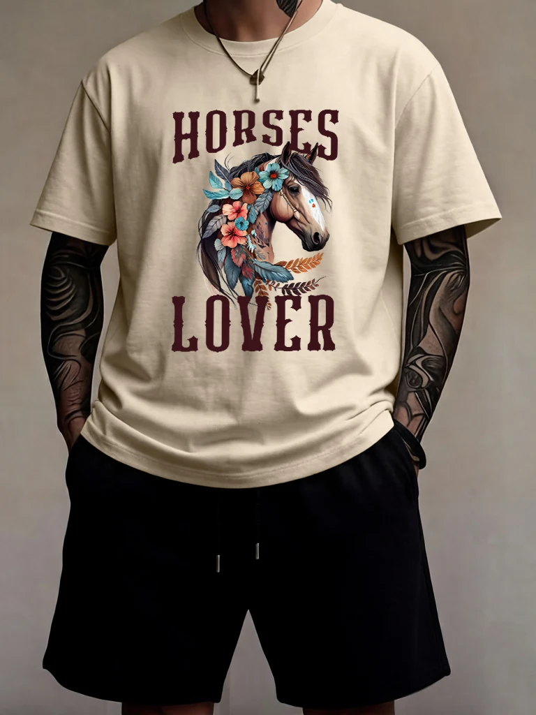 

Horses Are Good Companions Of Humans Printed Loose New Mens Sportswear Suit Cotton Daily Simple Short Stretch Summer Short Pants