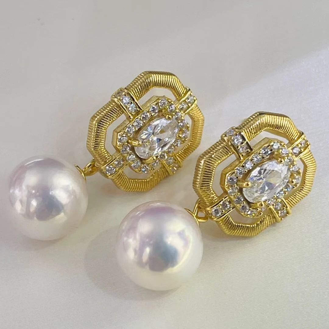 

Wholesale 925 Sterling Silver Earrings Mount Findings Settings Base Mounting Parts Accessory for 10-12mm Pearls 5 pairs/lot