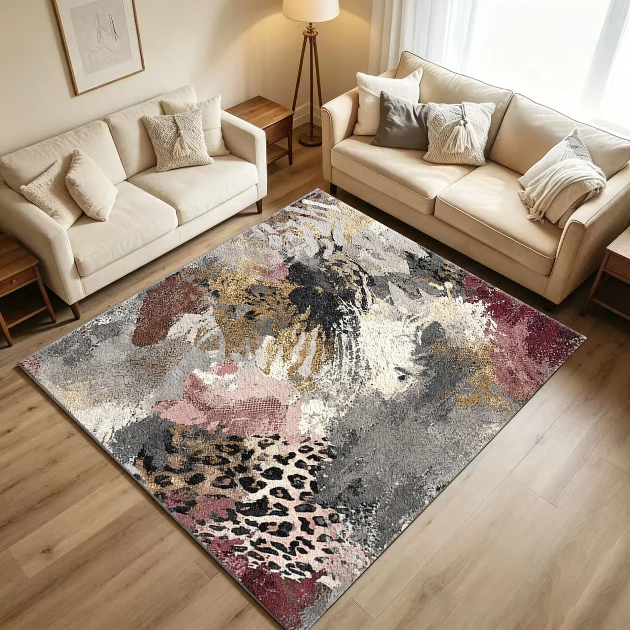 Abstract luipaardprint goudkle - Printed Rug Abstract recensie en prijs
