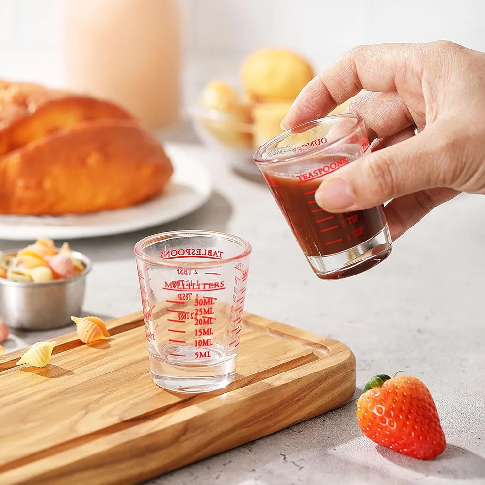 Shot Glass Measuring Cup, Thick Base Liquid Measuring Cup for Espresso Shot Glass,Measuring Glasses,4 Different Units of Measure