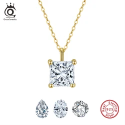 ORSA JEWELS 클래식 우아한 925 스털링 실버 프린세스 컷 솔리테어 큐빅 지르코니아 펜던트 목걸이, 여성용 쥬얼리 APN12