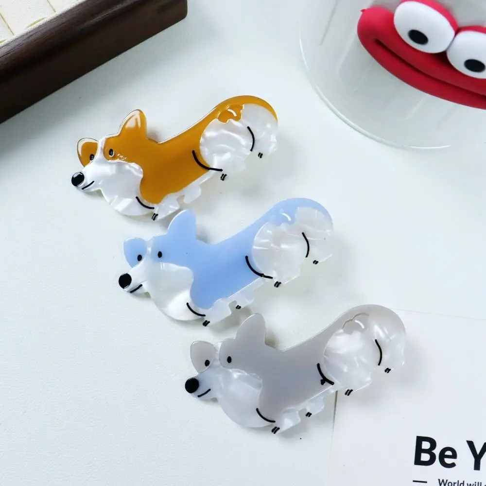 Personalized Animal Corgi Hair Clip Cartoon Creative Acetate Puppy Hair Claw Fashion Headwear Dog Hairpin Girls