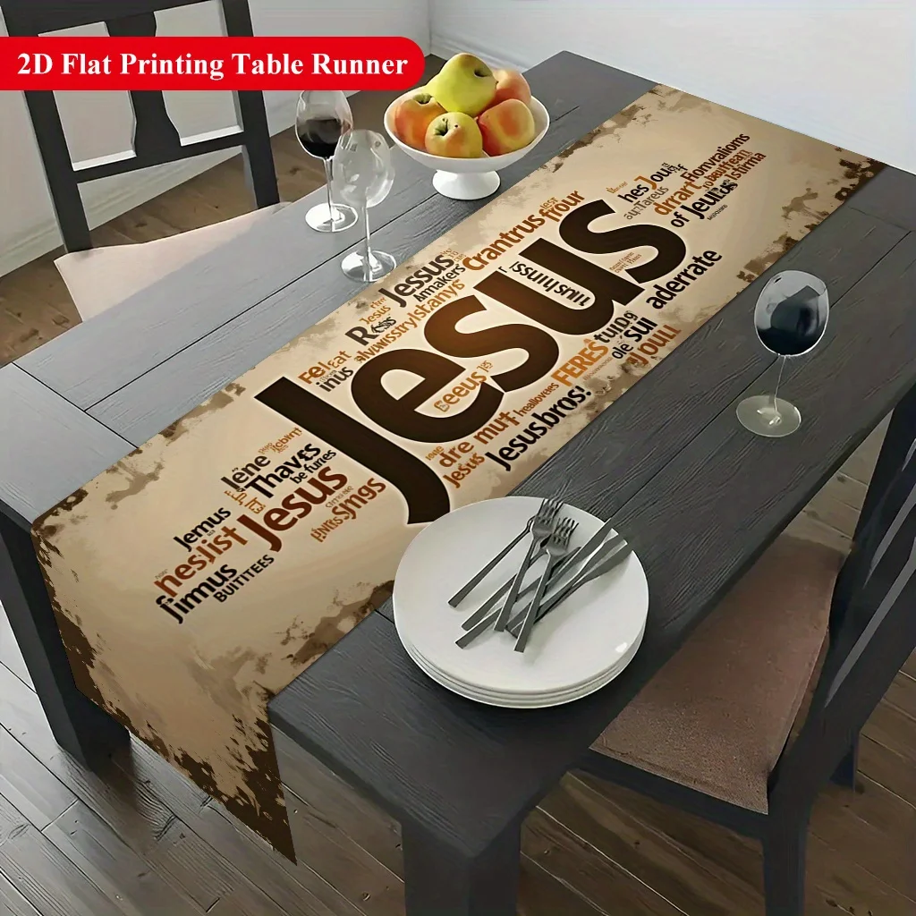 Jesus Name in Multi Languages Table Runner - Vibrant Festive Decor for Dining & Coffee Tables, Home Parties, Kitchens & Holidays