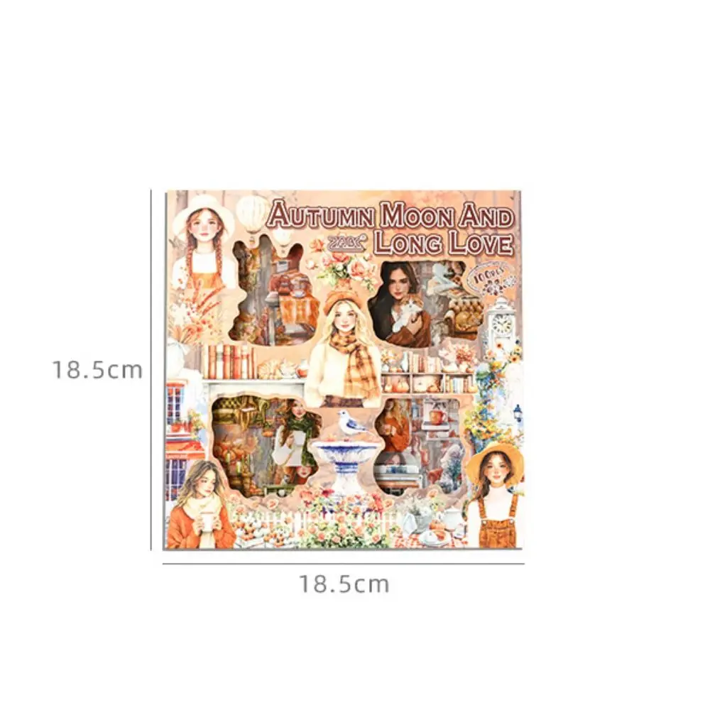 100Pcs Four Seasons DIY Scrapbook Stickers Exquite Retro Flower Theme Stickers Cute Handmade Children's Handbook Decor