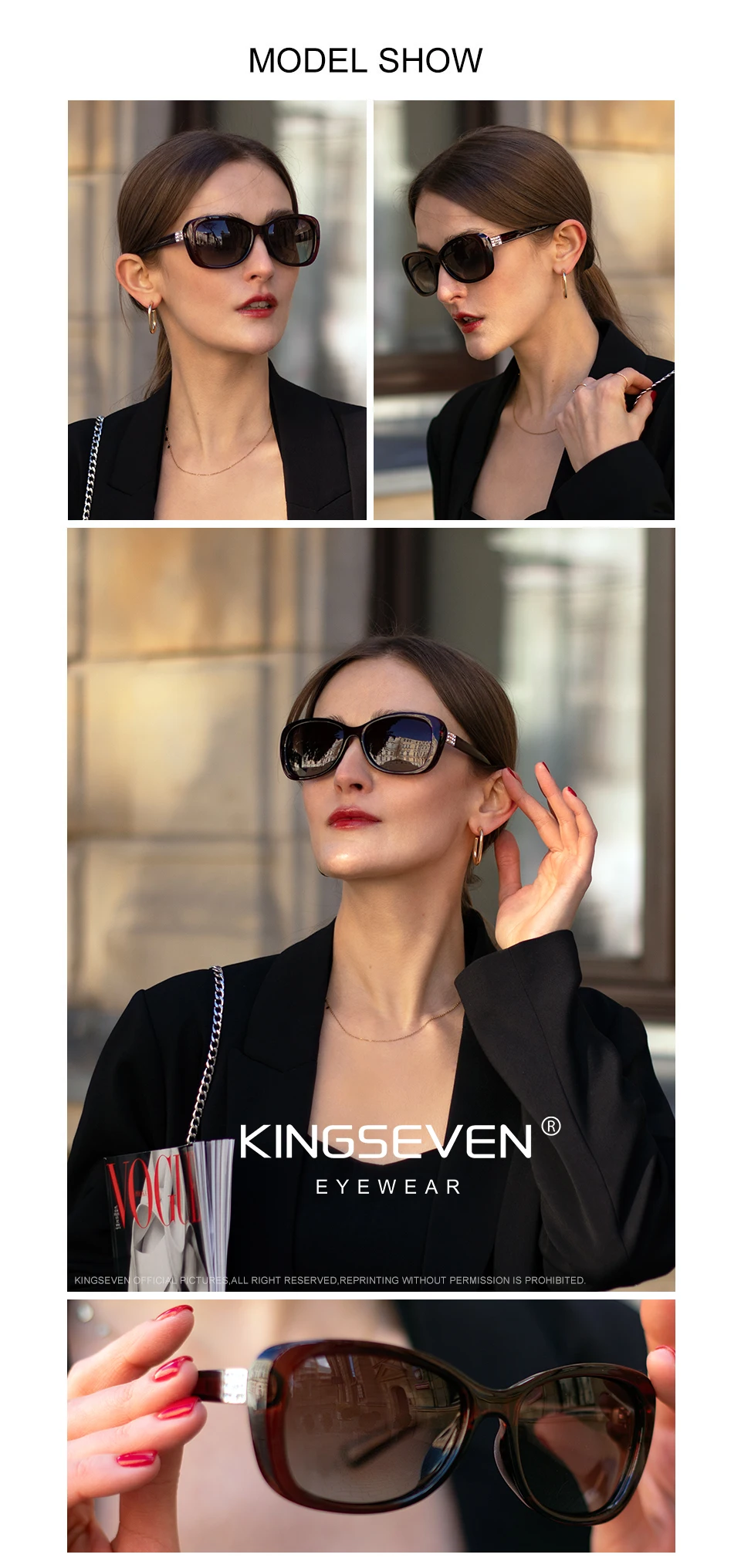 KINGSEVEN Young Style Damen-Sonnenbrille mit Farbverlauf und polarisierten Gläsern, luxuriöses Design, elegante Damen-Sonnenbrille für Damen – Detail 1