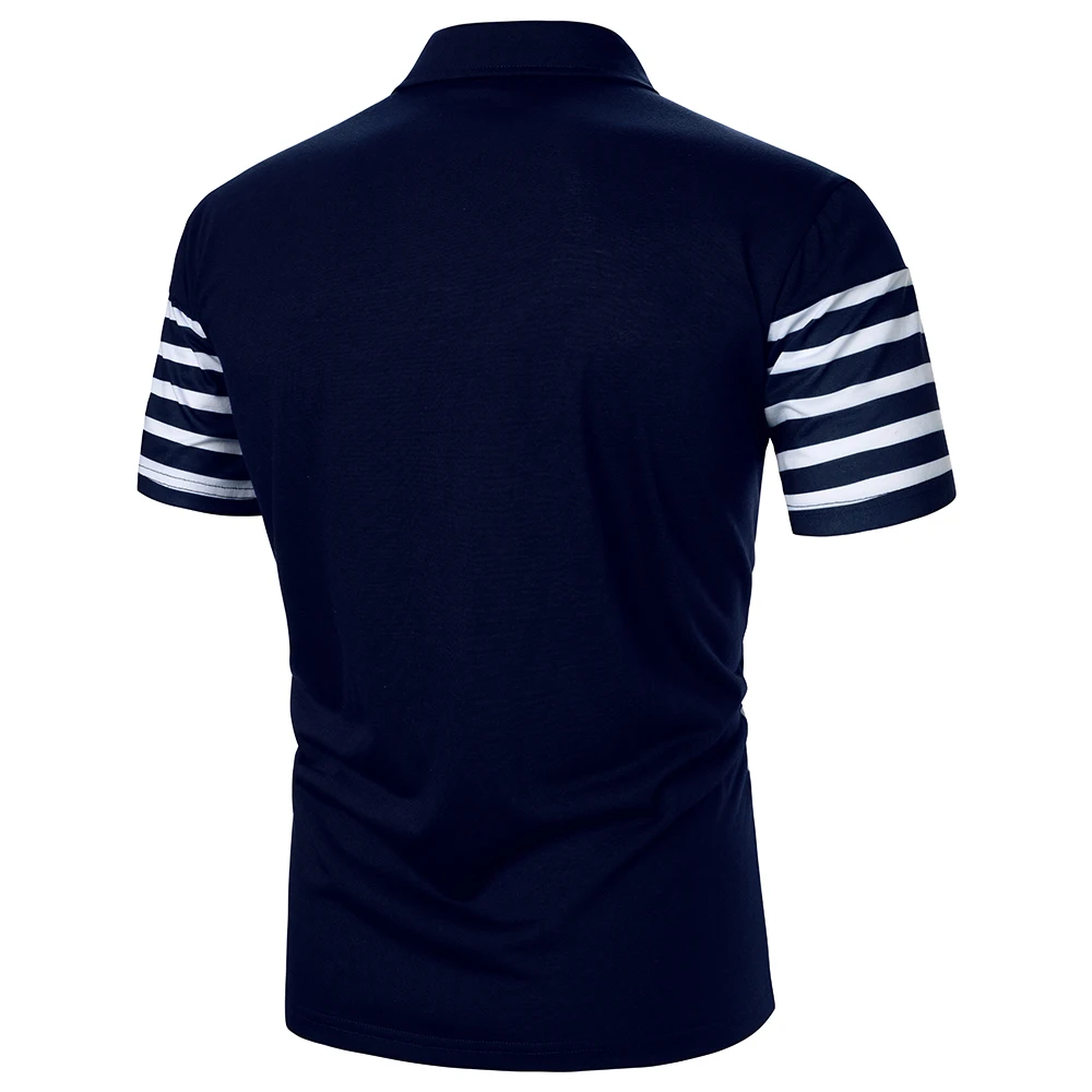 Men Short Sleeve Polo Shirt Two-Color Splicing And Stripe Design Tops Streetwear Casual Fashion Contrast Color Men Polo Shirt