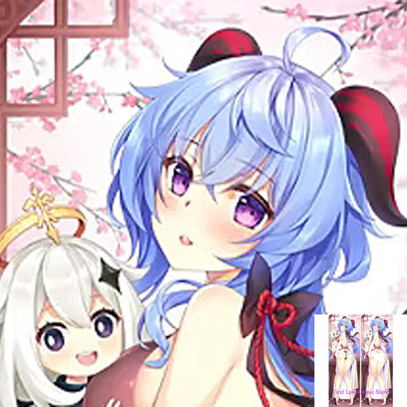 

Dakimakura Anime Pillow Cover Ganyu (Genshin Impact) Cheongsam Paimon Double Sided Print Life-size Body Decoration