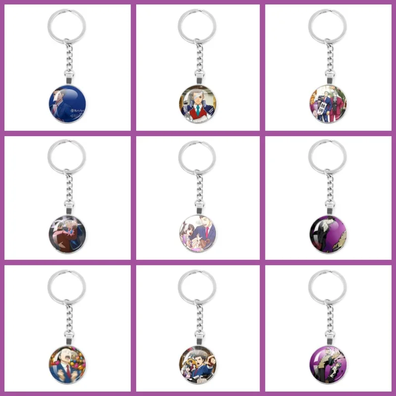 Collier long de 25 mm, accessoire de jeu Ace-Attorney, porte-clés artisanal en argent plaqué, bijoux pour fans, cadeaux