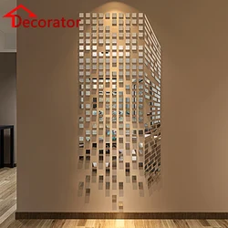 100 pz 2x2cm acrilico autoadesivo piastrella 3D murale adesivi murali mosaico specchio effetto stanza fai da te decorazioni quadrate decorazione vivente