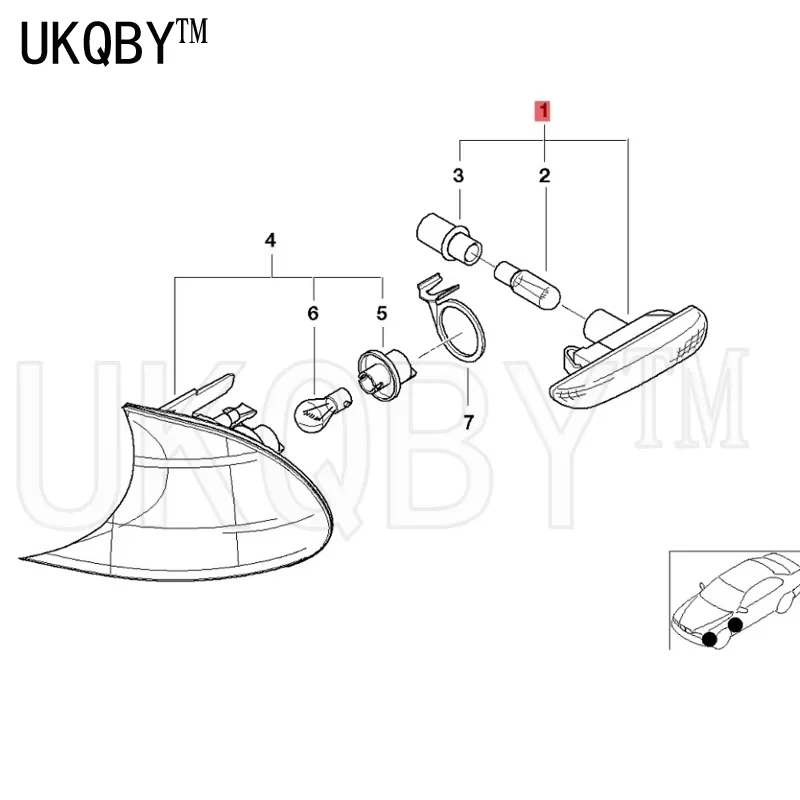 Auxiliary turn signal left 3system E46 318 320 325Ci 63138370719 63138370720