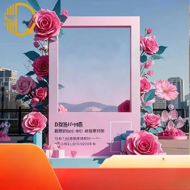 

Photo frame rose eva Mei Chen Internet celebrity clock in photo outdoor poppy fake flower giant arrangement decorative floral ar