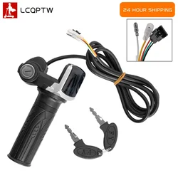 Throttle Grip E-bike Handlebar with Lock Ebike 36V 48V 60V Electric Bicycle Scooter Accelerator Power Indicator Key LED Display