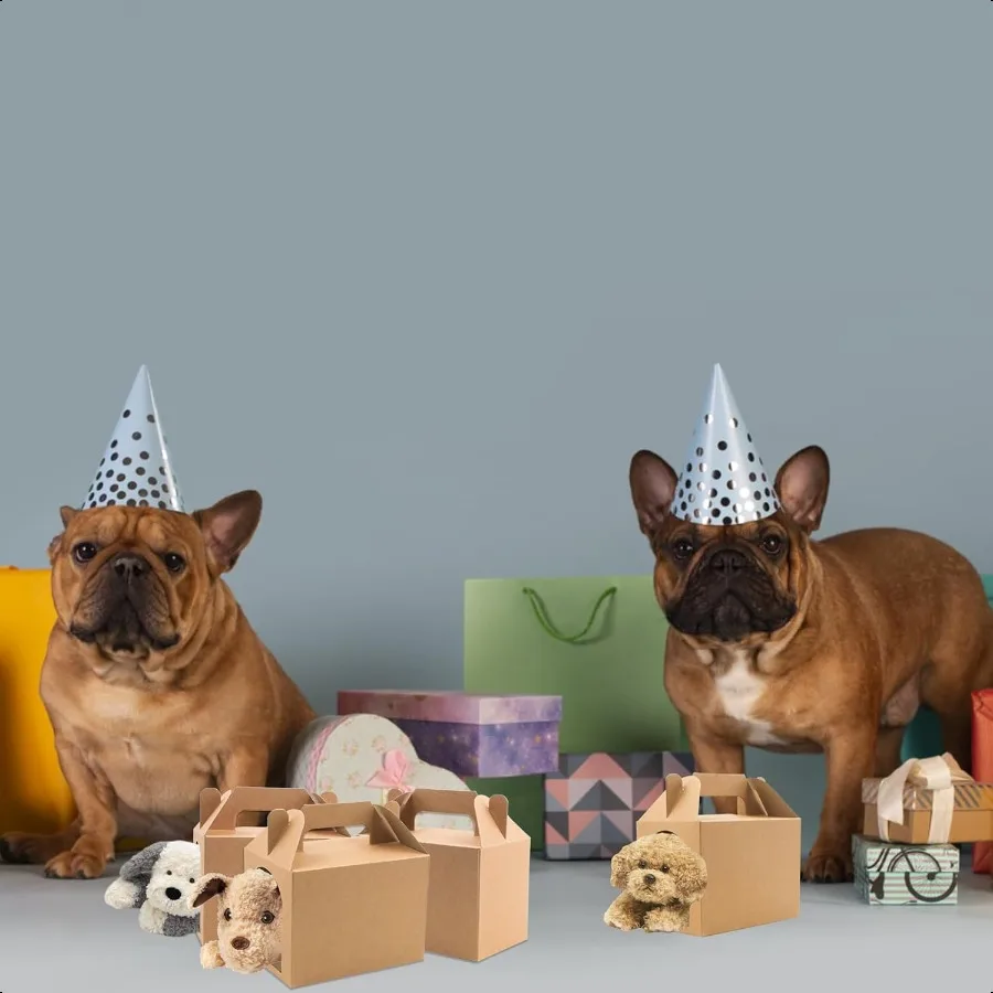 24 PCS Adopt a Puppy Favors Boxes with Windows Foldable Kraft Paper Candy Gift Boxes Decorations for Gift Giving Dog Birthday P