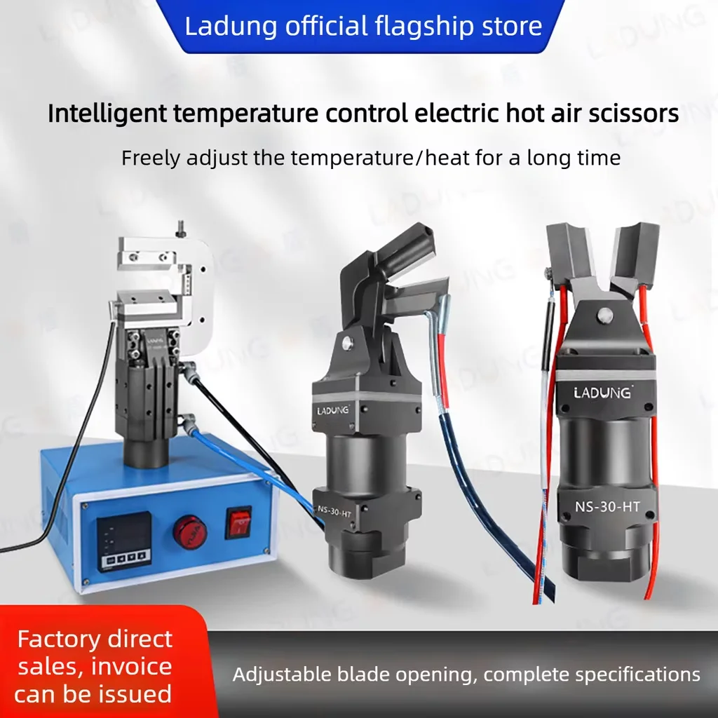 LADUNG NS-30-HT Push-in Style Electric Heated Pneumatic Scissors Smart Temp Control Heating Tube Cutter for Rubber Acrylic PC