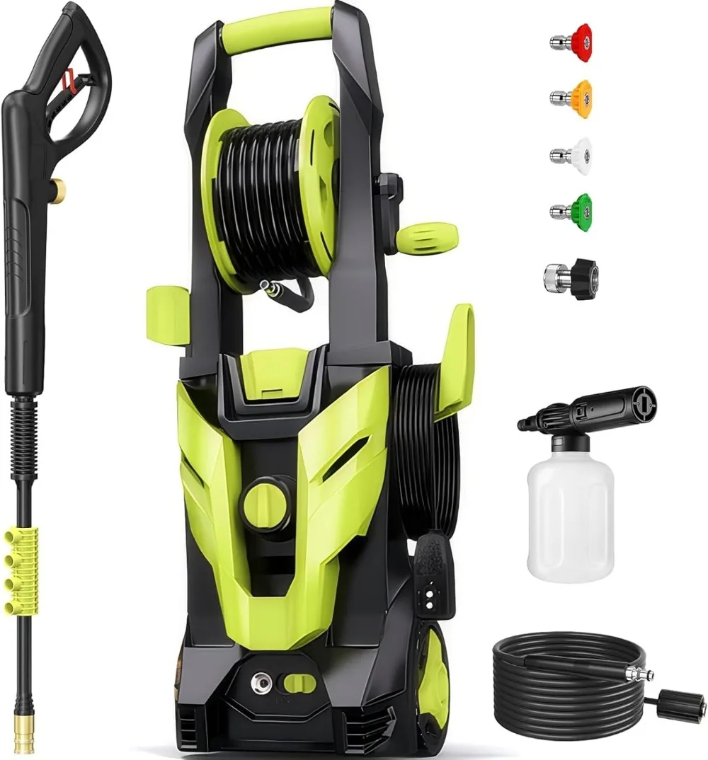 

4500 PSI Max 2.8 GPM Power Washer with 4 Nozzles & Foam Cannon,for Car, Patio, Fence, Window, Garden (Green-A)