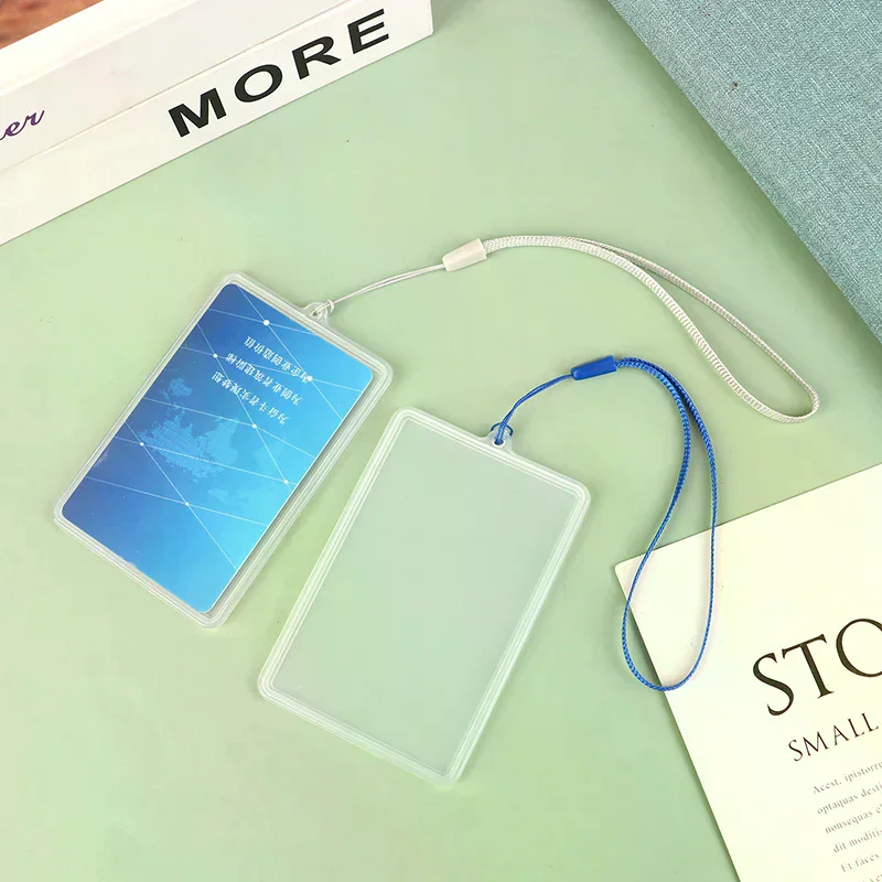 غطاء شفاف قابل للطي لحامل بطاقات الهوية مع علامة اسم الحبل وبطاقة حافلة الطالب وبطاقة الائتمان وحامل بطاقة الوصول للموظف