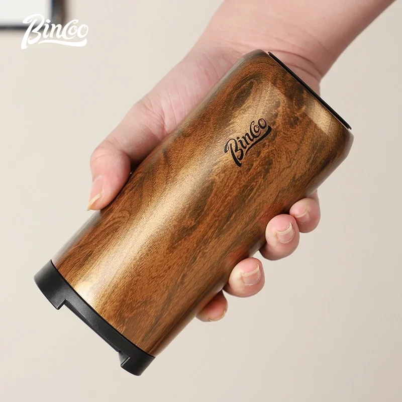 قارورة حرارية من الفولاذ المقاوم للصدأ من BINCOO، كوب قهوة معزول، كوب ماء حراري، لون خشبي، كوب مانع للتسرب للسيارة، 400/550 مل