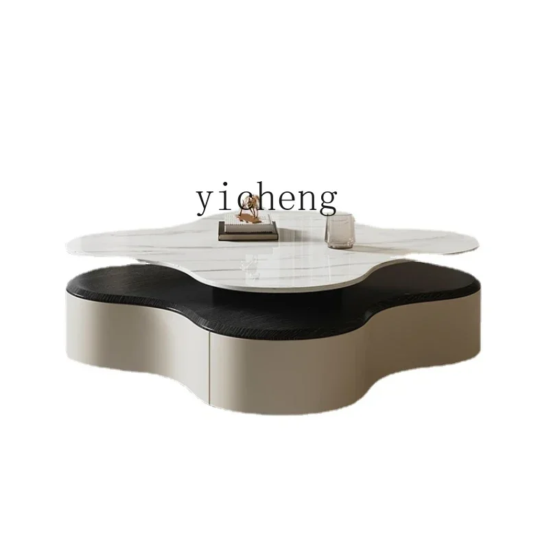 ZK Coffee Table Living Room Home High Sense  Model Side Table Rotating Petals Stone Plate fairy garden