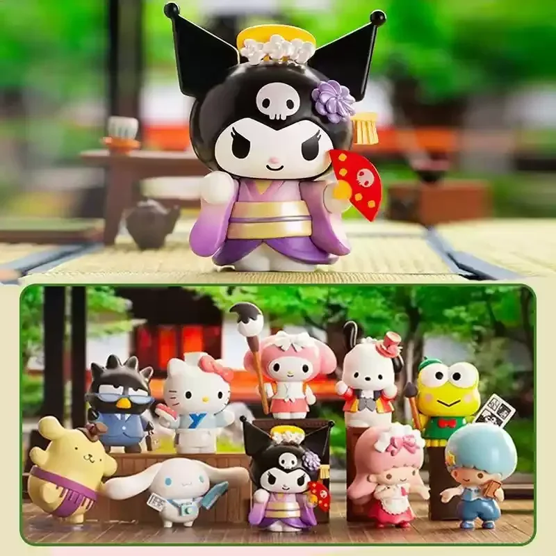 Genuine Sanrio Characters Up Town Day Kuromi Hello Kitty Melody Cinnamoroll Purin Blind Box Doll Toy Model Anime Figures Collect