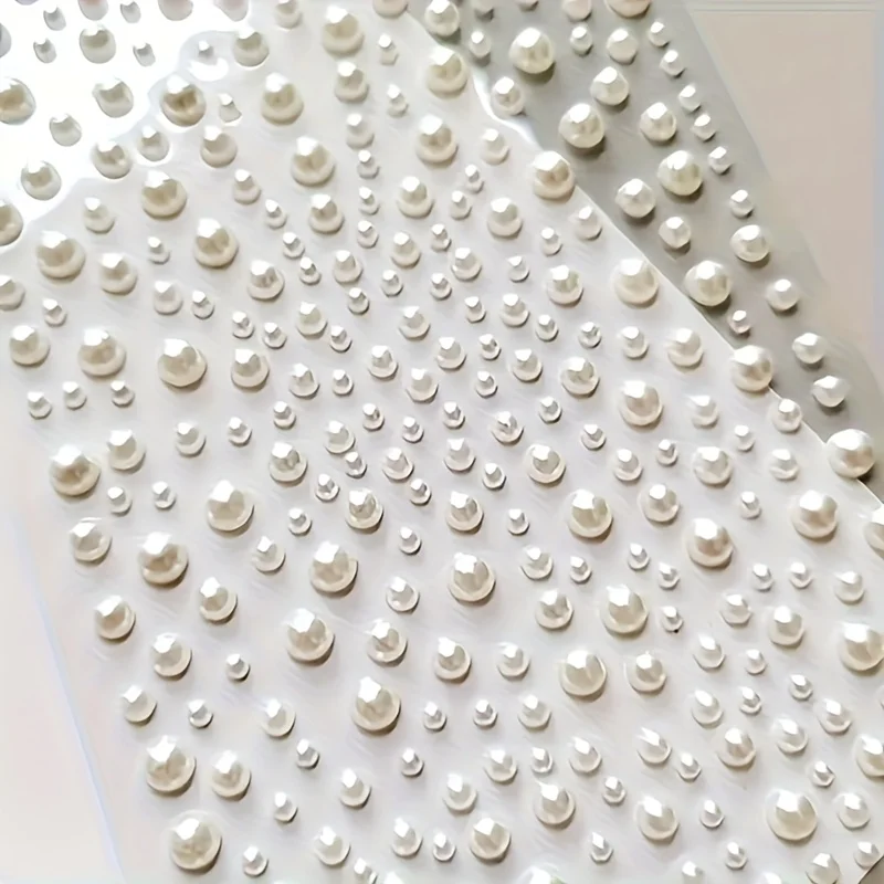 Self-adhesive flat artificial stickers - White round，Suitable for facial decoration、Nail Art、DIYHandicrafts、Home and mobile phon