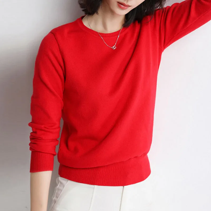 

Sweaters Fashion White Black O-Neck Knitted Sweater Women Pullovers Long Sleeve Knit Sweater Pullover Women Tops Knitwears Q996