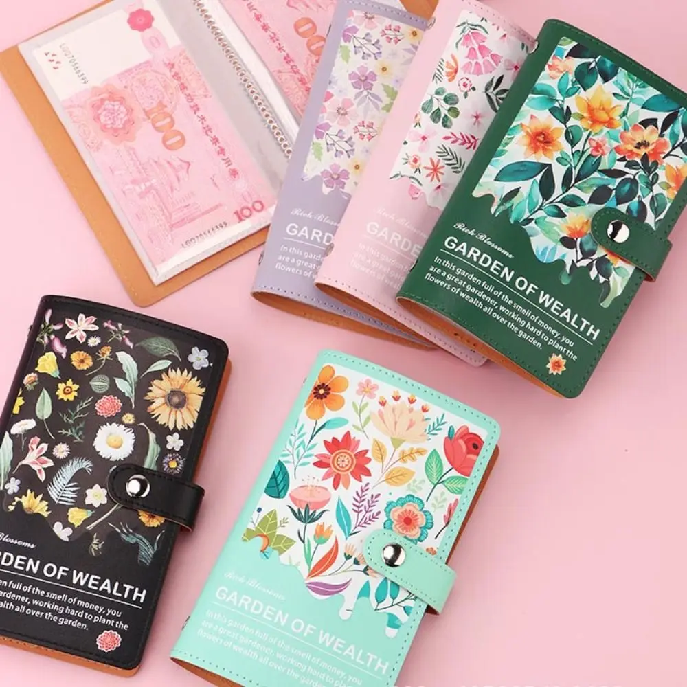 Budget Plan Money Saving Binder Flower Printed Waterproof Savings Challenge Binder Reusable Loose-leaf Cash Budget Notebook