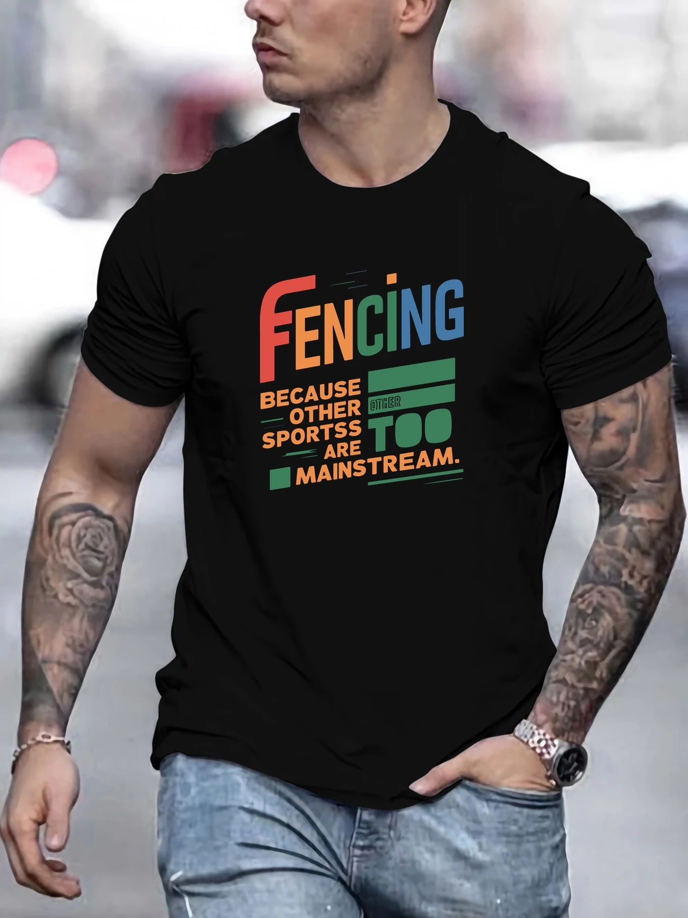 

Men's Summer Short Sleeve T Shirt FENCING BECAUSE OTHER SPORTS ARE TOO MAINSTREAM Print Casual Sports Fashion Cotton Tee