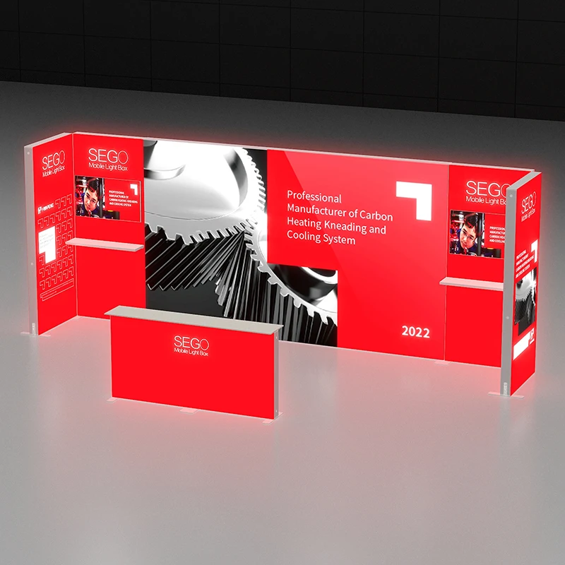 Stand espositivo pop-up leggero per cabina luminosa modulare ultra portatile da 10x20 piedi con valigetta per un facile trasporto al coperto