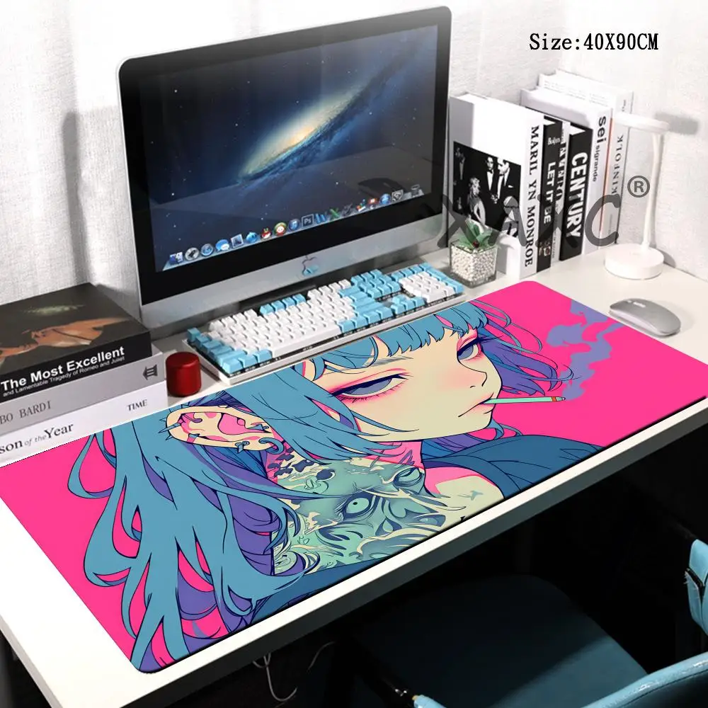 

HYBXAXC Anime Girls Locking Edge Computer Mouse Pad 900x400 Rubber Gaming Red Mousepad Gamer Non-Slip Mouse Mat Game Deskmat