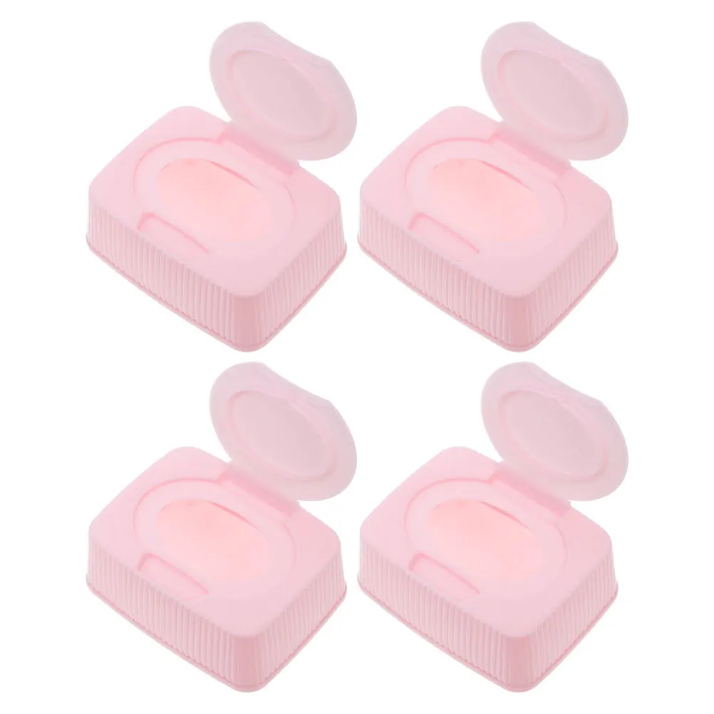 4Pcs Wet Tissue Storage Box Reusable Plastic Wipe Container Compact Design for Home Car Travel Care Makeup Removal Daily
