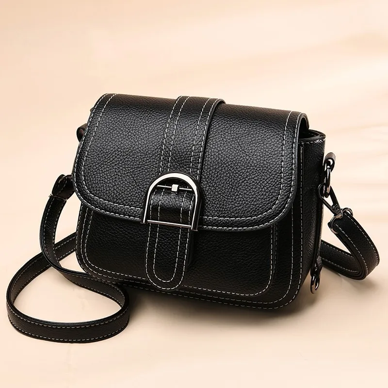 

PU soft leather spliced women's crossbody small bag, square flip cover commuting single-shoulder bag