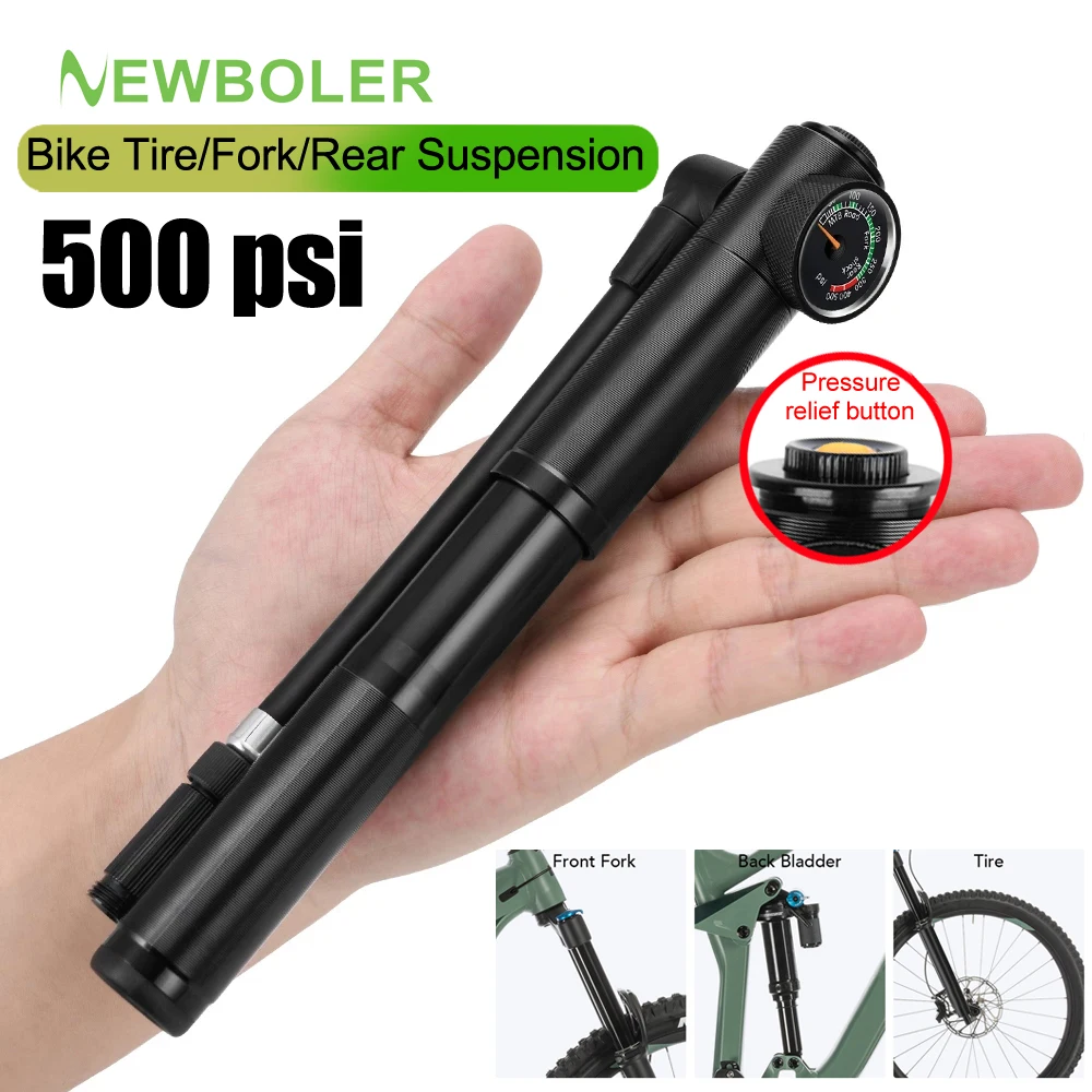 Portable High-pressure 500psi Bike Air Pump with Gauge for Fork & Rear Suspension Shock Absorber Mountain Bicycle pump wheel