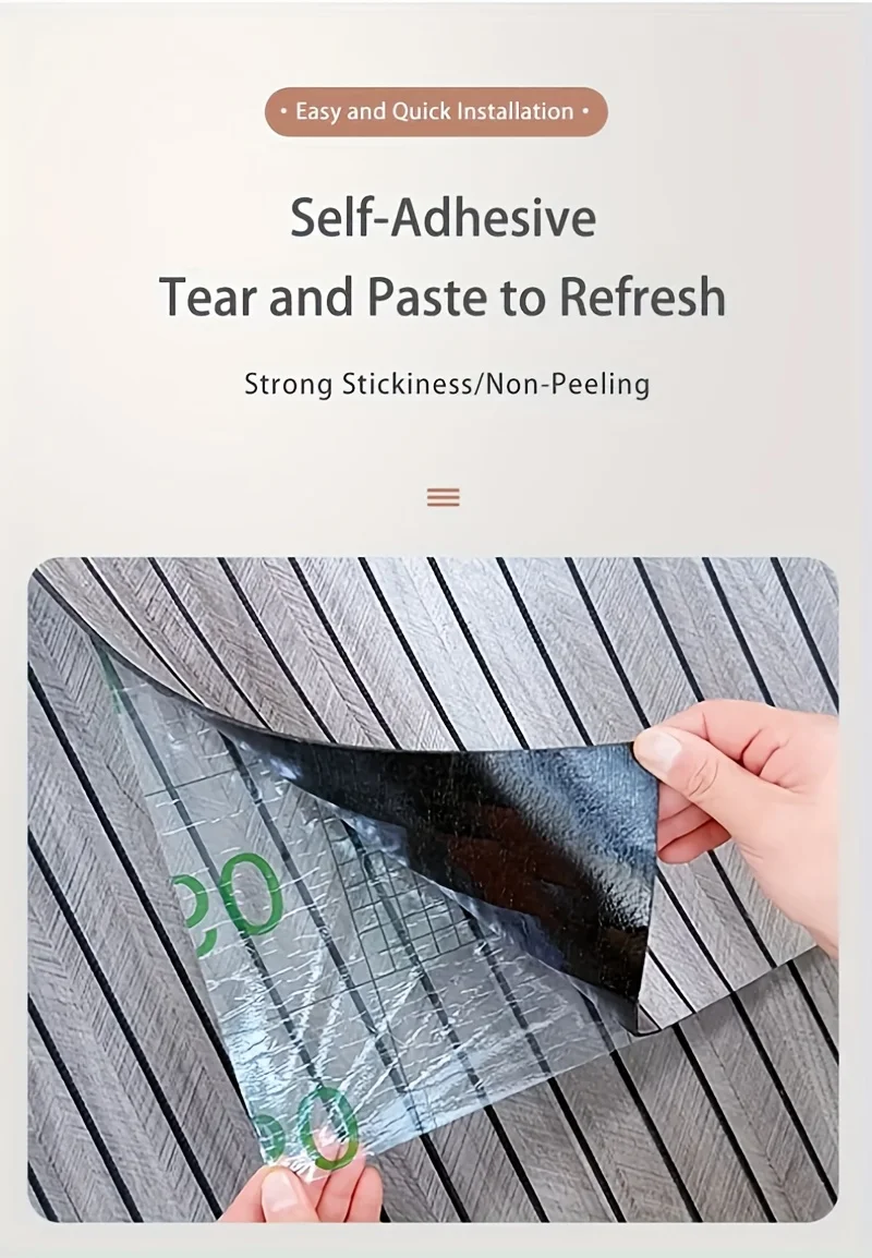 Selbstklebende Tapete mit vertikalen Holzmaserung-Wandpaneelen für Schlafzimmer, Büro, Wohnzimmer, Wand- und Deckendekoration, Wandaufkleber – Detail 4