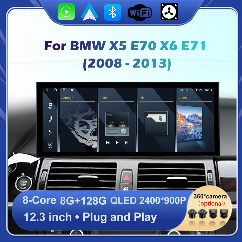 نظام تحديد المواقع والملاحة DVR WIFI لسيارات BMW X5 E70 X6 E71 2008-2013 CCC CIC نظام سيارة الصوت مشغل وسائط متعددة 12.3 "DSP ستيريو شاشة تعمل باللمس