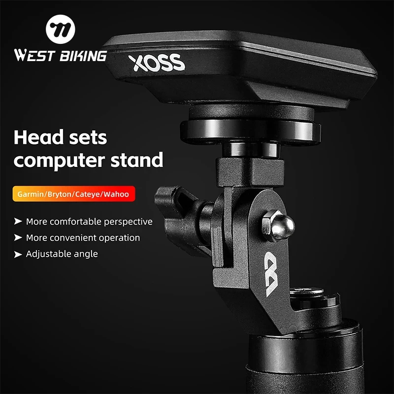 WEST BIKING Bicycle Computer Bracket Lightweight Aluminum Alloy Material 180 Degree Adjustable Bike Headset Computer Stand